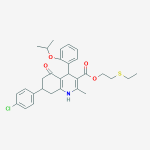 molecular formula C30H34ClNO4S B5178015 2-(ethylthio)ethyl 7-(4-chlorophenyl)-4-(2-isopropoxyphenyl)-2-methyl-5-oxo-1,4,5,6,7,8-hexahydro-3-quinolinecarboxylate 
