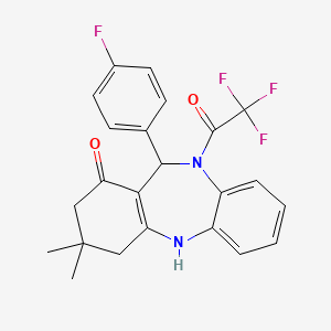 molecular formula C23H20F4N2O2 B5178121 11-(4-fluorophenyl)-3,3-dimethyl-10-(trifluoroacetyl)-2,3,4,5,10,11-hexahydro-1H-dibenzo[b,e][1,4]diazepin-1-one 