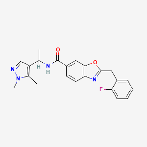 molecular formula C22H21FN4O2 B5178146 N-[1-(1,5-dimethyl-1H-pyrazol-4-yl)ethyl]-2-(2-fluorobenzyl)-1,3-benzoxazole-6-carboxamide 