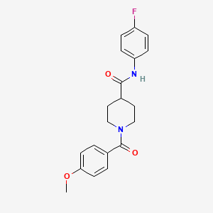 molecular formula C20H21FN2O3 B5178147 N-(4-fluorophenyl)-1-(4-methoxybenzoyl)-4-piperidinecarboxamide 