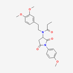 molecular formula C24H28N2O6 B5178151 N-[2-(3,4-dimethoxyphenyl)ethyl]-N-[1-(4-methoxyphenyl)-2,5-dioxo-3-pyrrolidinyl]propanamide 