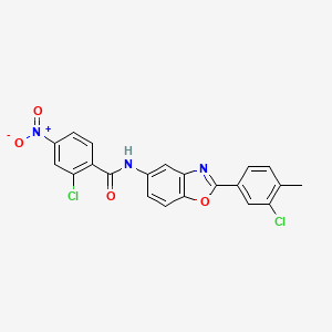 molecular formula C21H13Cl2N3O4 B5178152 2-chloro-N-[2-(3-chloro-4-methylphenyl)-1,3-benzoxazol-5-yl]-4-nitrobenzamide 