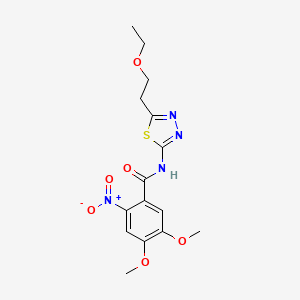 molecular formula C15H18N4O6S B5178205 N-[5-(2-ethoxyethyl)-1,3,4-thiadiazol-2-yl]-4,5-dimethoxy-2-nitrobenzamide 