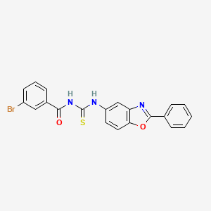 molecular formula C21H14BrN3O2S B5178289 3-bromo-N-{[(2-phenyl-1,3-benzoxazol-5-yl)amino]carbonothioyl}benzamide 