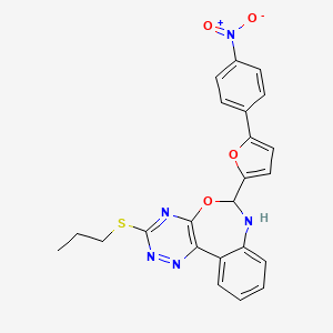 molecular formula C23H19N5O4S B5178326 6-[5-(4-nitrophenyl)-2-furyl]-3-(propylthio)-6,7-dihydro[1,2,4]triazino[5,6-d][3,1]benzoxazepine 