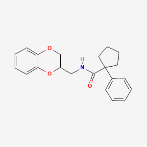 molecular formula C21H23NO3 B5178330 N-(2,3-dihydro-1,4-benzodioxin-2-ylmethyl)-1-phenylcyclopentanecarboxamide 