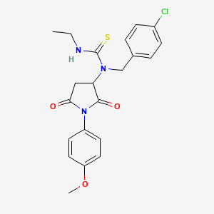 molecular formula C21H22ClN3O3S B5178345 N-(4-chlorobenzyl)-N'-ethyl-N-[1-(4-methoxyphenyl)-2,5-dioxo-3-pyrrolidinyl]thiourea 