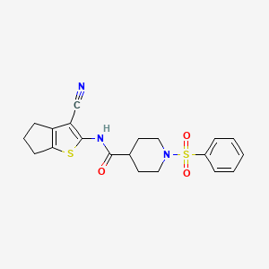 molecular formula C20H21N3O3S2 B5178362 N-(3-cyano-5,6-dihydro-4H-cyclopenta[b]thien-2-yl)-1-(phenylsulfonyl)-4-piperidinecarboxamide 