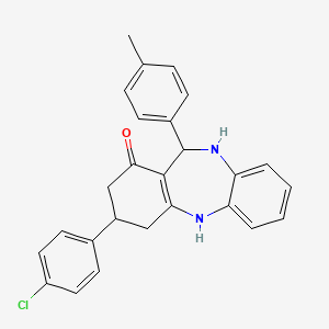molecular formula C26H23ClN2O B5178379 3-(4-chlorophenyl)-11-(4-methylphenyl)-2,3,4,5,10,11-hexahydro-1H-dibenzo[b,e][1,4]diazepin-1-one 