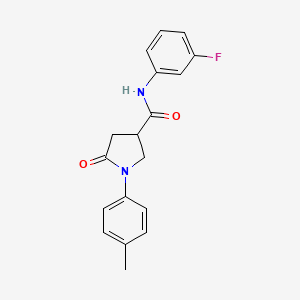 molecular formula C18H17FN2O2 B5178425 N-(3-fluorophenyl)-1-(4-methylphenyl)-5-oxo-3-pyrrolidinecarboxamide 