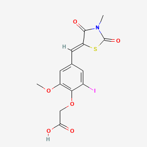 molecular formula C14H12INO6S B5178459 {2-iodo-6-methoxy-4-[(3-methyl-2,4-dioxo-1,3-thiazolidin-5-ylidene)methyl]phenoxy}acetic acid 