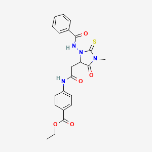 ethyl 4-({[3-(benzoylamino)-1-methyl-5-oxo-2-thioxo-4-imidazolidinyl]acetyl}amino)benzoate