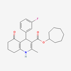 molecular formula C24H28FNO3 B5178518 cycloheptyl 4-(3-fluorophenyl)-2-methyl-5-oxo-1,4,5,6,7,8-hexahydro-3-quinolinecarboxylate 