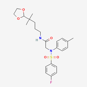 molecular formula C24H31FN2O5S B5178543 N~1~-[4-(1,3-dioxolan-2-yl)-4-methylpentyl]-N~2~-[(4-fluorophenyl)sulfonyl]-N~2~-(4-methylphenyl)glycinamide 
