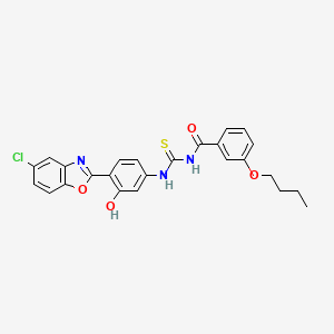 molecular formula C25H22ClN3O4S B5178609 3-butoxy-N-({[4-(5-chloro-1,3-benzoxazol-2-yl)-3-hydroxyphenyl]amino}carbonothioyl)benzamide 