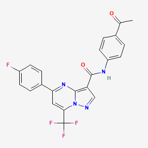 molecular formula C22H14F4N4O2 B5178667 N-(4-acetylphenyl)-5-(4-fluorophenyl)-7-(trifluoromethyl)pyrazolo[1,5-a]pyrimidine-3-carboxamide 