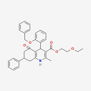 molecular formula C34H35NO5 B5178693 2-ethoxyethyl 4-[2-(benzyloxy)phenyl]-2-methyl-5-oxo-7-phenyl-1,4,5,6,7,8-hexahydro-3-quinolinecarboxylate 