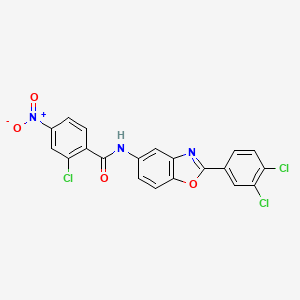 molecular formula C20H10Cl3N3O4 B5178731 2-chloro-N-[2-(3,4-dichlorophenyl)-1,3-benzoxazol-5-yl]-4-nitrobenzamide 