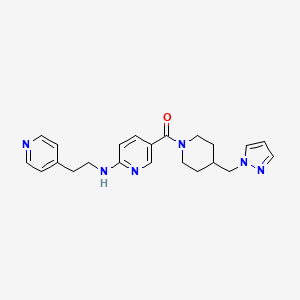 molecular formula C22H26N6O B5178756 5-{[4-(1H-pyrazol-1-ylmethyl)-1-piperidinyl]carbonyl}-N-[2-(4-pyridinyl)ethyl]-2-pyridinamine 