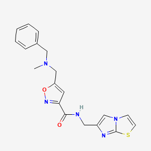molecular formula C19H19N5O2S B5178816 5-{[benzyl(methyl)amino]methyl}-N-(imidazo[2,1-b][1,3]thiazol-6-ylmethyl)-3-isoxazolecarboxamide 