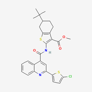 molecular formula C28H27ClN2O3S2 B5178819 methyl 6-tert-butyl-2-({[2-(5-chloro-2-thienyl)-4-quinolinyl]carbonyl}amino)-4,5,6,7-tetrahydro-1-benzothiophene-3-carboxylate 