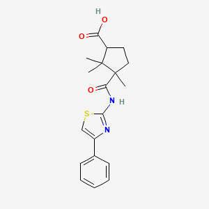 molecular formula C19H22N2O3S B5178835 2,2,3-trimethyl-3-{[(4-phenyl-1,3-thiazol-2-yl)amino]carbonyl}cyclopentanecarboxylic acid 