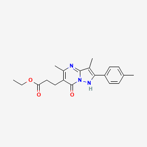 molecular formula C20H23N3O3 B5178860 ethyl 3-[7-hydroxy-3,5-dimethyl-2-(4-methylphenyl)pyrazolo[1,5-a]pyrimidin-6-yl]propanoate 