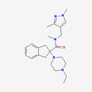 molecular formula C23H33N5O B5178862 N-[(1,3-dimethyl-1H-pyrazol-4-yl)methyl]-2-(4-ethyl-1-piperazinyl)-N-methyl-2-indanecarboxamide 