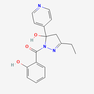 molecular formula C17H17N3O3 B5178923 3-ethyl-1-(2-hydroxybenzoyl)-5-(4-pyridinyl)-4,5-dihydro-1H-pyrazol-5-ol 