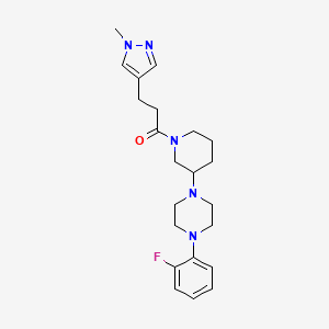 molecular formula C22H30FN5O B5178971 1-(2-fluorophenyl)-4-{1-[3-(1-methyl-1H-pyrazol-4-yl)propanoyl]-3-piperidinyl}piperazine 
