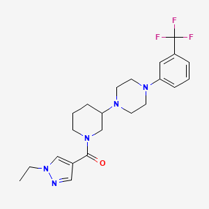 molecular formula C22H28F3N5O B5179007 1-{1-[(1-ethyl-1H-pyrazol-4-yl)carbonyl]-3-piperidinyl}-4-[3-(trifluoromethyl)phenyl]piperazine 