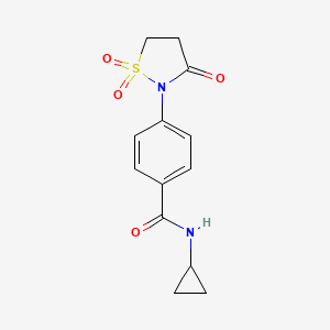 molecular formula C13H14N2O4S B5179025 N-cyclopropyl-4-(1,1-dioxido-3-oxo-2-isothiazolidinyl)benzamide 