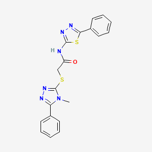 molecular formula C19H16N6OS2 B5179061 2-[(4-methyl-5-phenyl-4H-1,2,4-triazol-3-yl)thio]-N-(5-phenyl-1,3,4-thiadiazol-2-yl)acetamide 