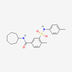 molecular formula C22H28N2O3S B5179072 N-cycloheptyl-4-methyl-3-{[(4-methylphenyl)amino]sulfonyl}benzamide 