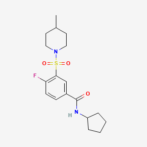 molecular formula C18H25FN2O3S B5179080 N-cyclopentyl-4-fluoro-3-[(4-methyl-1-piperidinyl)sulfonyl]benzamide 