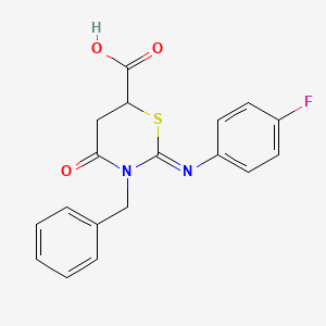 3-benzyl-2-[(4-fluorophenyl)imino]-4-oxo-1,3-thiazinane-6-carboxylic acid