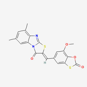 molecular formula C20H14N2O4S2 B5179120 2-[(7-methoxy-2-oxo-1,3-benzoxathiol-5-yl)methylene]-6,8-dimethyl[1,3]thiazolo[3,2-a]benzimidazol-3(2H)-one 