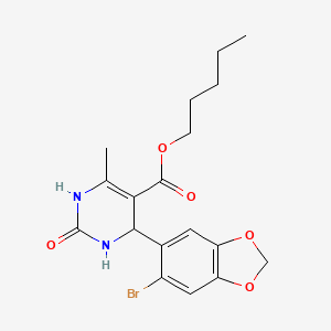 pentyl 4-(6-bromo-1,3-benzodioxol-5-yl)-6-methyl-2-oxo-1,2,3,4-tetrahydro-5-pyrimidinecarboxylate