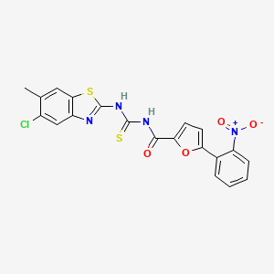 molecular formula C20H13ClN4O4S2 B5179505 N-{[(5-chloro-6-methyl-1,3-benzothiazol-2-yl)amino]carbonothioyl}-5-(2-nitrophenyl)-2-furamide 