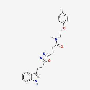 molecular formula C25H28N4O3 B5179582 3-{5-[2-(1H-indol-3-yl)ethyl]-1,3,4-oxadiazol-2-yl}-N-methyl-N-[2-(4-methylphenoxy)ethyl]propanamide 