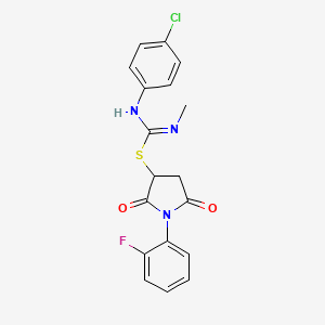 molecular formula C18H15ClFN3O2S B5179644 1-(2-fluorophenyl)-2,5-dioxo-3-pyrrolidinyl N'-(4-chlorophenyl)-N-methylimidothiocarbamate 