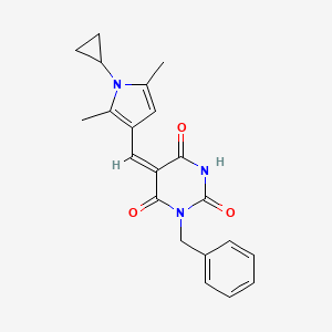 molecular formula C21H21N3O3 B5179671 1-benzyl-5-[(1-cyclopropyl-2,5-dimethyl-1H-pyrrol-3-yl)methylene]-2,4,6(1H,3H,5H)-pyrimidinetrione 