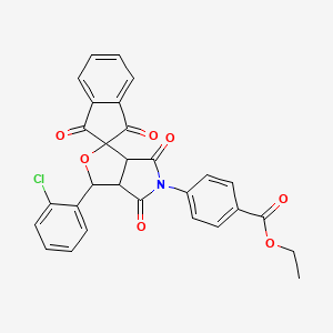 molecular formula C29H20ClNO7 B5179677 ethyl 4-[3-(2-chlorophenyl)-1',3',4,6-tetraoxo-1',3',3a,4,6,6a-hexahydrospiro[furo[3,4-c]pyrrole-1,2'-inden]-5(3H)-yl]benzoate 