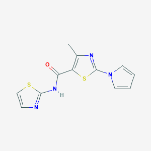 molecular formula C12H10N4OS2 B5179694 4-methyl-2-(1H-pyrrol-1-yl)-N-1,3-thiazol-2-yl-1,3-thiazole-5-carboxamide 