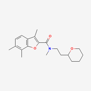 molecular formula C20H27NO3 B5179697 N,3,6,7-tetramethyl-N-[2-(tetrahydro-2H-pyran-2-yl)ethyl]-1-benzofuran-2-carboxamide 