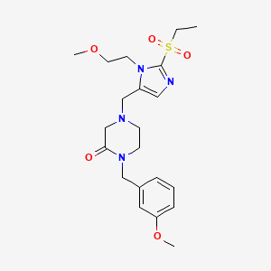 molecular formula C21H30N4O5S B5179718 4-{[2-(ethylsulfonyl)-1-(2-methoxyethyl)-1H-imidazol-5-yl]methyl}-1-(3-methoxybenzyl)-2-piperazinone 