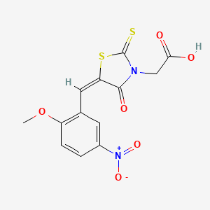 molecular formula C13H10N2O6S2 B5179728 [5-(2-methoxy-5-nitrobenzylidene)-4-oxo-2-thioxo-1,3-thiazolidin-3-yl]acetic acid 