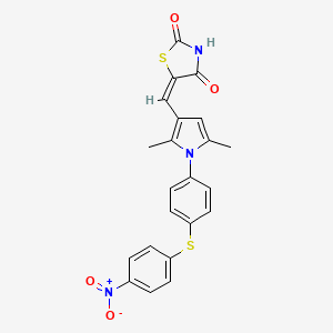 molecular formula C22H17N3O4S2 B5179755 5-[(2,5-dimethyl-1-{4-[(4-nitrophenyl)thio]phenyl}-1H-pyrrol-3-yl)methylene]-1,3-thiazolidine-2,4-dione 