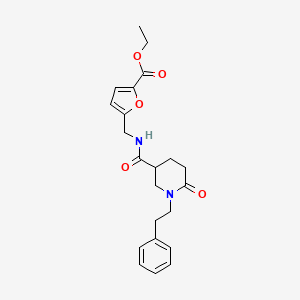 molecular formula C22H26N2O5 B5179761 ethyl 5-[({[6-oxo-1-(2-phenylethyl)-3-piperidinyl]carbonyl}amino)methyl]-2-furoate 
