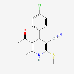 5-acetyl-4-(4-chlorophenyl)-6-methyl-2-(methylthio)-1,4-dihydro-3-pyridinecarbonitrile